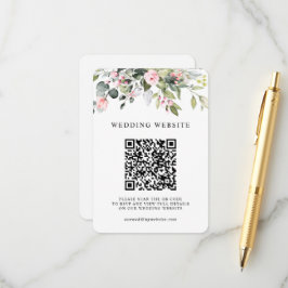 Blumiges Eukalyptus-Grün QR-Code-RSVP-Hochzeit Begleitkarte