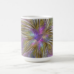 Blumiges Farbige Abstrakte Fraktal Mit Rosa & Gold Kaffeetasse