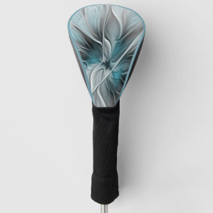 Blumiges Fraktal Modernes abstraktes Blumen Blau G Golf Headcover