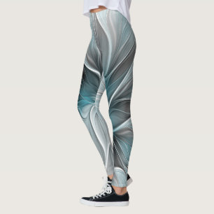 Blumiges Fraktal Modernes abstraktes Blumen Blau G Leggings