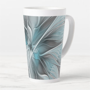 Blumiges Fraktal Modernes abstraktes Blumen Blau G Milchtasse