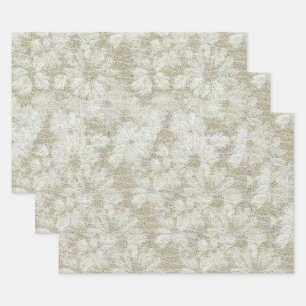 Blumiges Gänseblümchen samtige Creme-Textur Geschenkpapier Set
