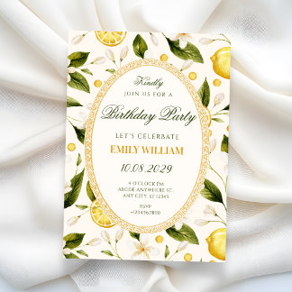Blumiges Gelb seamless Geburtstag Einladung