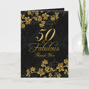Blumiges Gold 50 Fabelhafte Dankeschön-Karte Dankeskarte