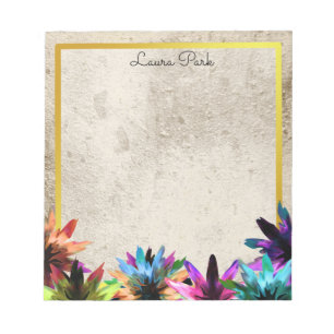 Blumiges Gold Faux Personalisiertes Niedlich Weibl Notizblock