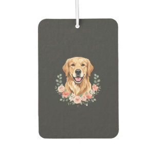 Blumiges Golden Retriever-Hund-Porträt Sublimation Autolufterfrischer