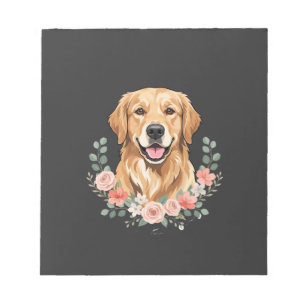 Blumiges Golden Retriever-Hund-Porträt Sublimation Notizblock