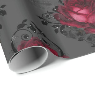 Blumiges Gothic-Grunge-Weihnachtsmuster Geschenkpapier