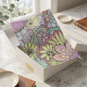 Blumiges handgezeichnetes Launenhaftes Pastell-Bot Seidenpapier
