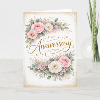 Blumiges Happy Anniversary Karte