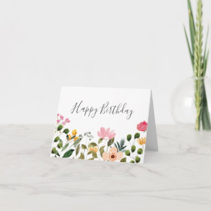 Blumiges Happy Birthday Karte