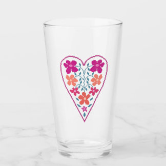 Blumiges Herz Glas Tasse