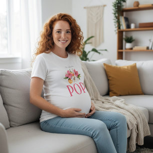 Blumiges "Ich werde gleich platzen!" Baby Shower  T-Shirt