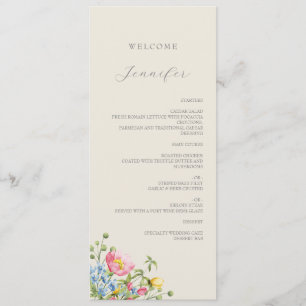 Blumiges individuelles Hochzeitsmenü Menükarte