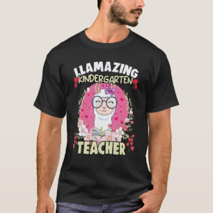 Blumiges Lama Humor für großartige Kindergarten-Le T-Shirt