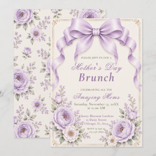 Blumiges Lavendel-Coquette-Band Muttertags-Brunch Einladung