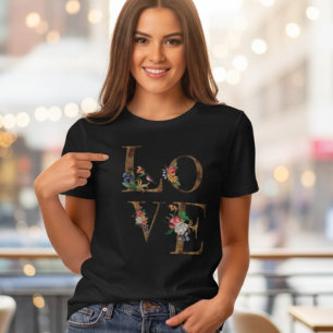 Blumiges LOVE Rustikales Wort Damen T-Shirt Tri-Blend Shirt