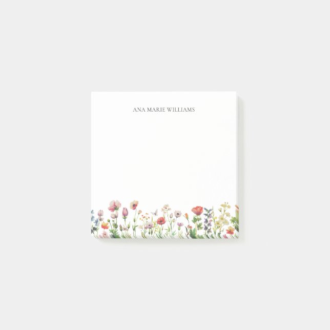 Blumiges modernes Minimalistisches Design Post-it Klebezettel (Vorderseite)