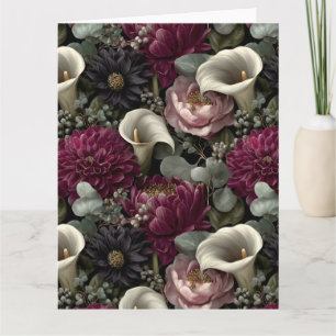 Blumiges Muster mit Dahlien und Calla-Lilien Karte