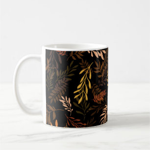 Blumiges nahtloses Muster mit Blättern. Nahtloses  Kaffeetasse