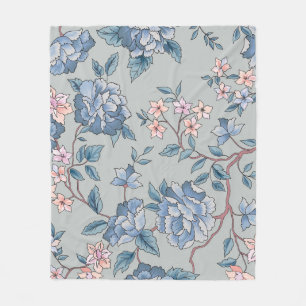Blumiges nahtloses Muster, ornamentaler Gartenhint Fleecedecke