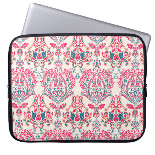 Blumiges nahtloses ornamentales Damast-Hintergrund Laptopschutzhülle