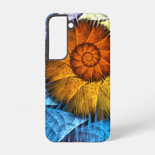 Blumiges Orange Gelb Blau Abstrakt Kunst Samsung Galaxy Hülle