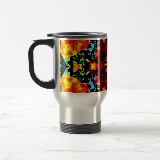 Blumiges Orange Reisebecher (Links)