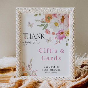 Blumiges Rosa-Geschenke und Karten Baby Shower Sch Fotodruck