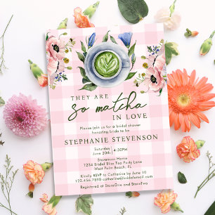 Blumiges Rosa Perfekte Matcha Hochzeitsdusche Einladung