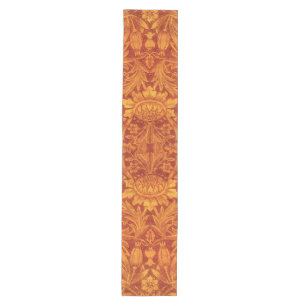 Blumiges Rot und Goldgelb Wm Morris Design Mittelgroßer Tischläufer