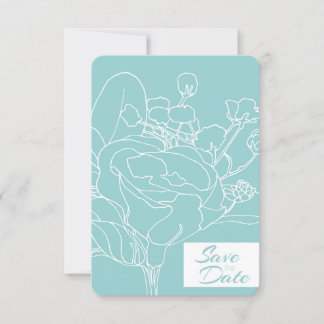 Blumiges Save-the-Date (Ozeangrün) Einladung