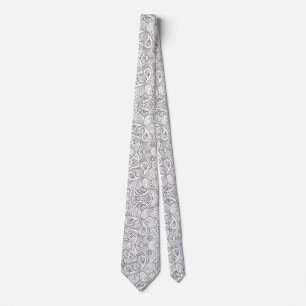 Blumiges Schwarz-Weiß-Paisley Krawatte