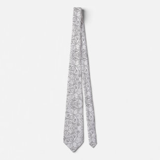 Blumiges Schwarz-Weiß-Paisley Krawatte