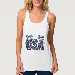 Blumiges USA-Band patriotisches Vektordesign_1 Tank Top
