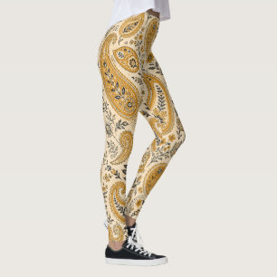 Blumiges verbranntes orangefarbenes Paisley  Leggings