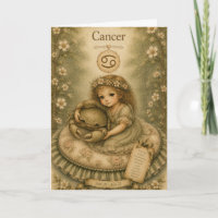 Blumiges Vintage-Essenz-Tierkreiszeichen Krebs