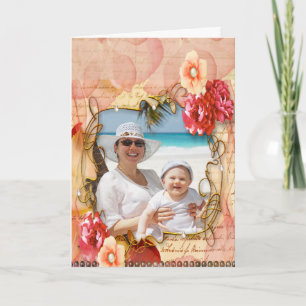 Blumiges Vintage-Muttertagsfoto Karte