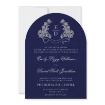 Blumiges Wappen-Monogramm Navy-Erbe-Hochzeit