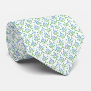 Blumiges weiß blau grünes Halstuch Krawatte