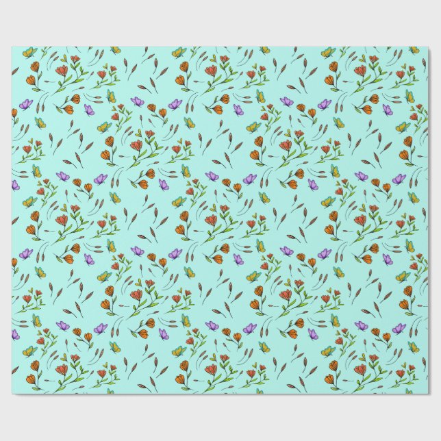 Blumiges Whimsy-Geschenkverpackungspapier Geschenkpapier (Flach)