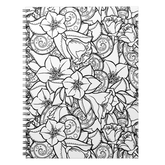 Blumiges Zendoodle Notizblock (Vorderseite)