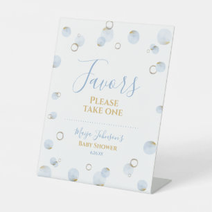 Blunch-Sekt und Geschenke für die Babyparty Sockelschild
