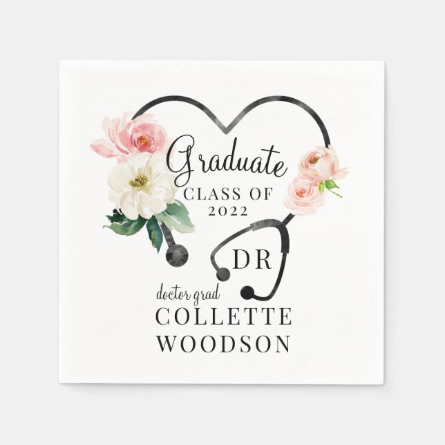 Bluorstethoskop Doktorand Graduate Class Year Serviette (Vorderseite)