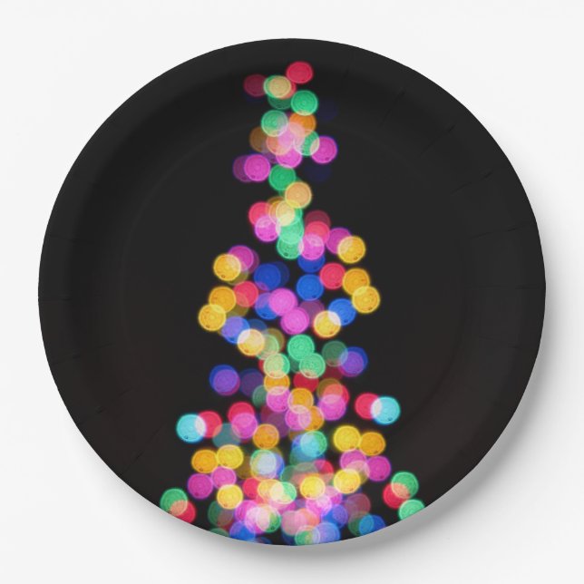 Blurende Weihnachtsbeleuchtung Pappteller (Vorderseite)