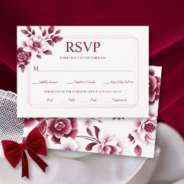 Blurgundy Blumenarrangements dreifach Grenzhochzei RSVP Karte