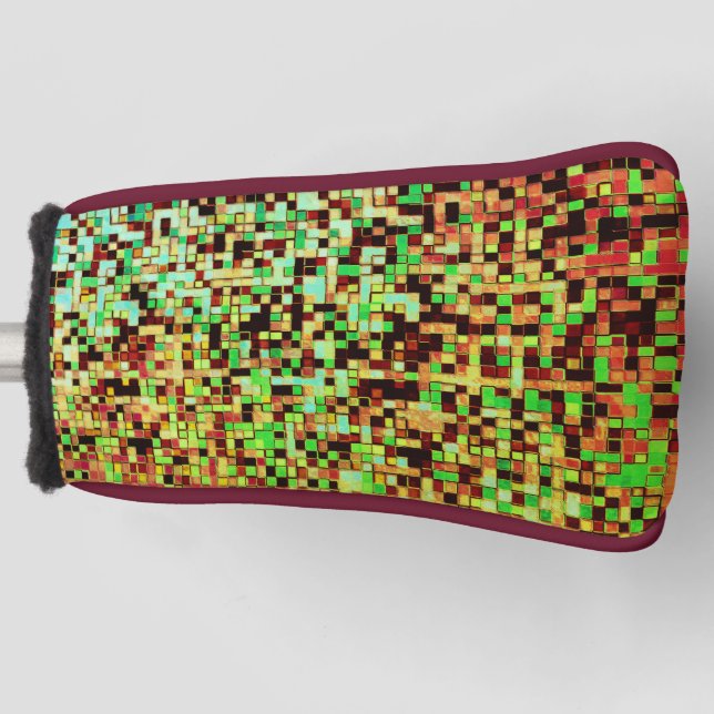 Blurred green and brown small squares or tiles golf headcover (Vorderseite)