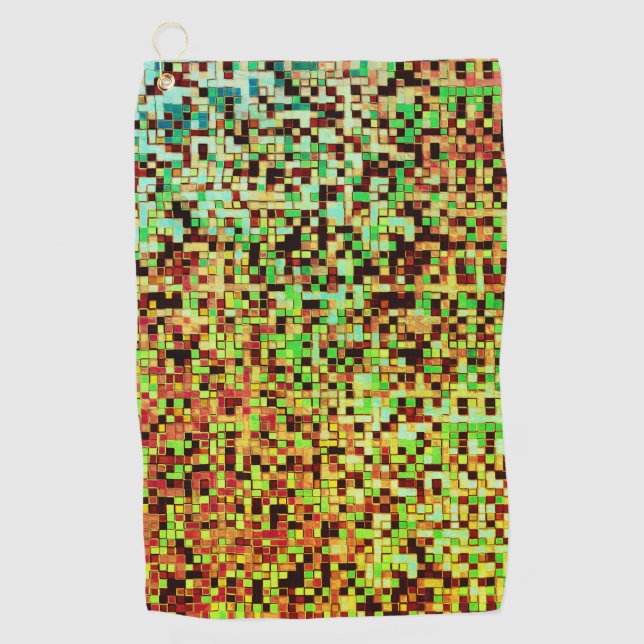 Blurred green and brown small squares or tiles golfhandtuch (Vorderseite)