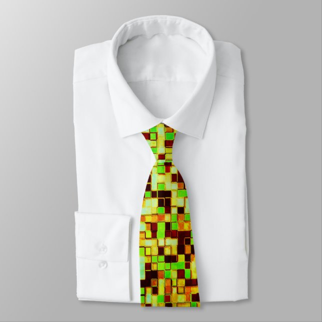 Blurred green and brown small squares or tiles krawatte (Gebunden)
