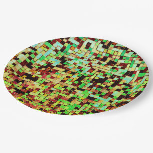 Blurred green and brown small squares or tiles pappteller